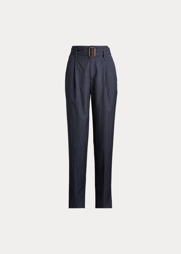 Pantalones Polo Ralph Lauren Mujer Azul Marino - Wool Paperbag - FUTIB8205